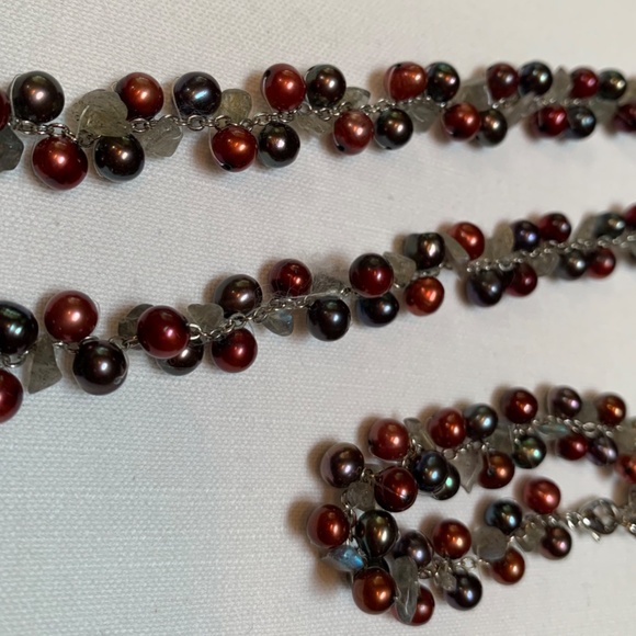 Crimson & Gunmetal Freshwater Pearl Set - Picture 2 of 6